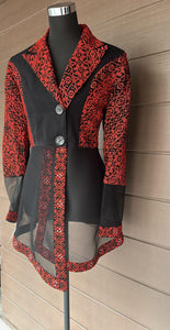 Stylish Red And Black Embroidered Jacket