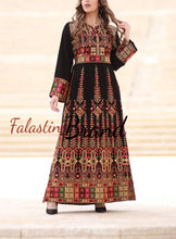 Unique Black Indian Style Thobe Dress with Palestinian Embroidery