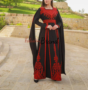 Black and Red Royal Design Dress with Unique Embroidery