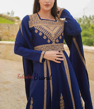 Dark Blue And Golden Royal Design Dress with Unique Embroidery