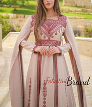 Beige and Red Royal Design Dress with Unique Embroidery