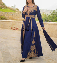Dark Blue And Golden Royal Design Dress with Unique Embroidery