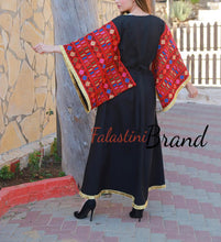 Very Stylish Black Half Embroidered Dress with Wide Sleeve and Golden Details