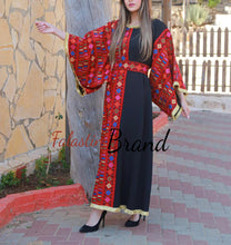 Very Stylish Black Half Embroidered Dress with Wide Sleeve and Golden Details