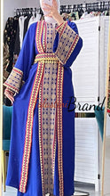 Royal Blue and Golden Embroidered Dress and Abaya Set