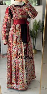 Very Luxurious Black and Red Malak Like Thob with Qasab Thread and Satin Details