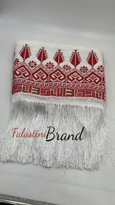 White Shawl with High Quality Machine Embroidery and Fringe Hem