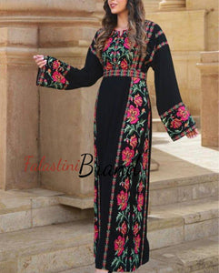 Joury Embroidered Black and Pink Elegant Thob