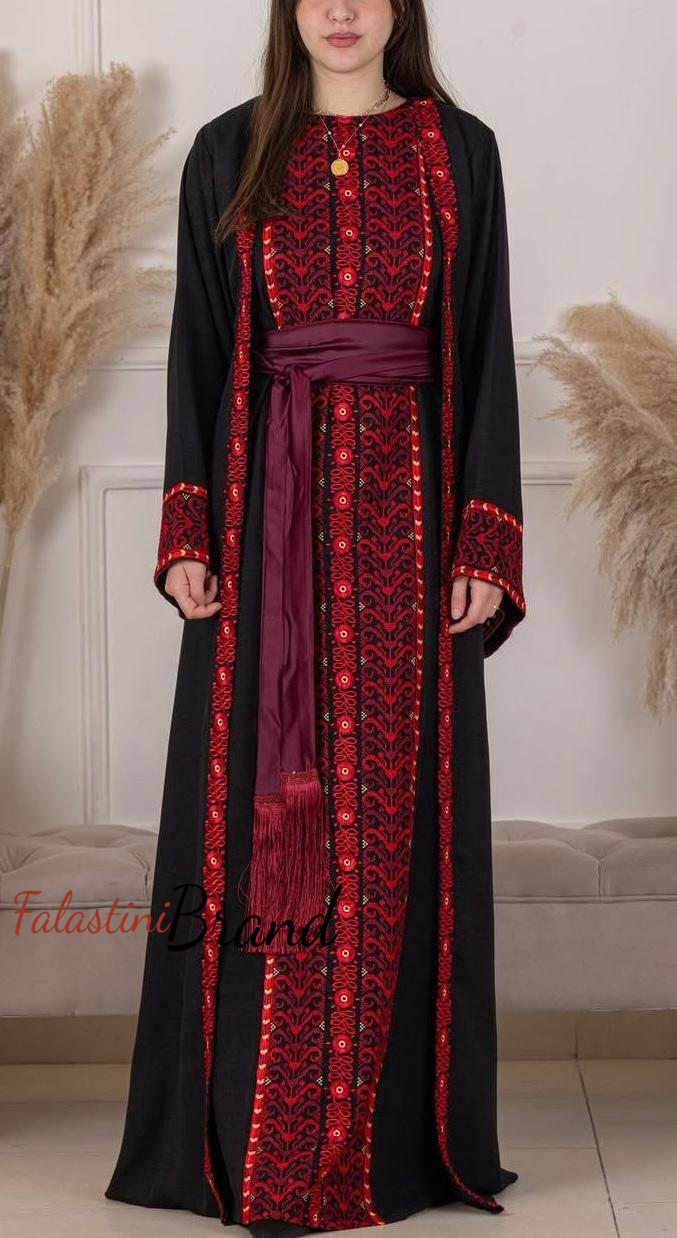 red abaya dress Girl's Cherry Red Empire Waist Abaya