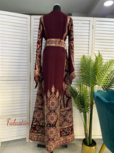 Magnificent Full of Details Burgundy Thob with Golden Embroidery