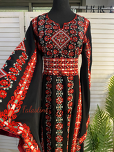 Sparkling Unique Design Floral Black Thob with Red Embroidery