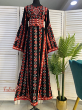 Sparkling Unique Design Floral Black Thob with Red Embroidery