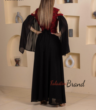 Cute Open Shoulders Black and Red Embroidered Dress