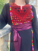 Little Girls Elegant Stylish Black Thob with Colorful Orooq Details and Satin Belt