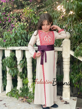 Little Girls Elegant Stylish Beige Thob With Satin Belt