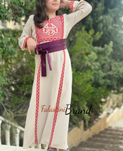 Little Girls Elegant Stylish Beige Thob With Satin Belt