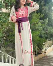 Little Girls Elegant Stylish Beige Thob With Satin Belt