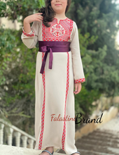 Little Girls Elegant Stylish Beige Thob With Satin Belt