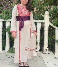 Little Girls Elegant Stylish Beige Thob With Satin Belt