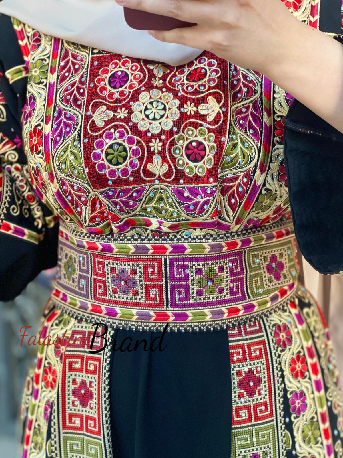 dishdasha dress dishdasha dress Unique Velvet Navy Blue Palestinian Thobe Dress with Pastel  Colors Embroidery 42/(L)-parroquiadesanalbertomagno.com