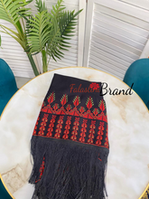 Black Shawl with High Quality Machine Embroidery and Fringe Hem