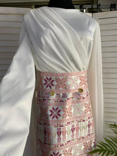 Classy White Embroidered Dress with Shoulder Drapes