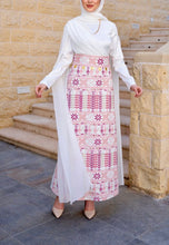 Classy White Embroidered Dress with Shoulder Drapes