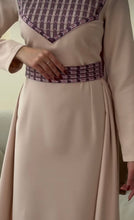 Elegant Cream Color Dress with Pinkish Embroidery and Detachable Back Skirt