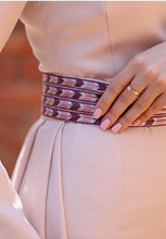 Elegant Cream Color Dress with Pinkish Embroidery and Detachable Back Skirt