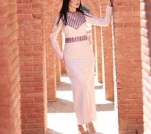 Elegant Cream Color Dress with Pinkish Embroidery and Detachable Back Skirt