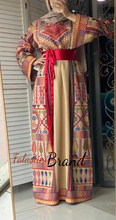 Trendy Beige Majdalawi Fabric Thob with Colorful Embroidery