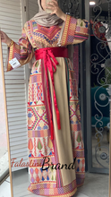 Trendy Beige Majdalawi Fabric Thob with Colorful Embroidery