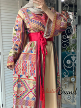 Trendy Beige Majdalawi Fabric Thob with Colorful Embroidery