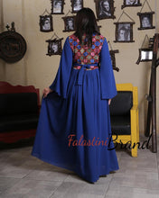 Blue Floral Embroidered 2 Pieces Dress