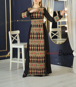 Stylish Black & Golden Front Embroidered Dress