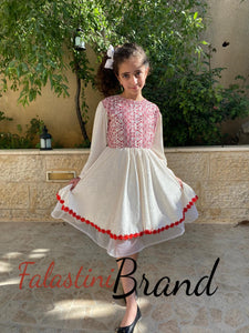 Little Girl Palestinian Embroidered Black Velvet Dress