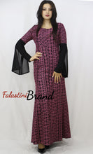 Stylish Fish Cut Black and Pink Palestinian Embroidered Dress
