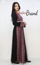 Black And Pink Lines Palestinian Embroidered Thobe