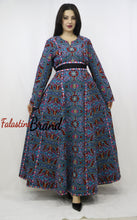 Blue Full Embroidered Palestinian Bridal Henna Thobe Dress