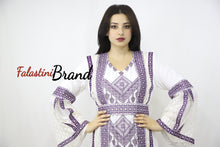 Two Pieces Amazing White And purple Palestinian Embroidered Dress