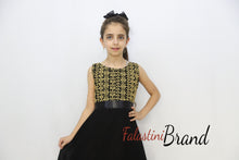 Little Girl Cloche Palestinian Gold Embroidered Black Dress