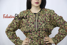 Amazing Metallic Golden and pink Threads Palestinian Embroidered Thobe Dress Long Sleeve