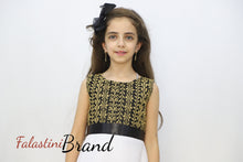 Little Girl Cloche Palestinian Golden Embroidered White Dress