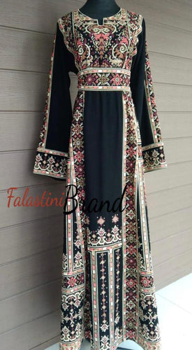 Dazzling Black Thob With Golden Embroidery and Rhinestones