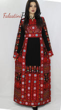 Charming Palestinian Embroidered Black And Red Thobe Dress Palestinian Embroidery