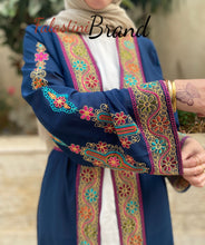 Navy Malak Design Abaya with Flowers Embroidery