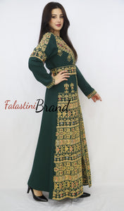 Green Lite Queen Thobe Embroidered Palestinian Dress