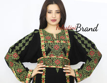 Black and Green Floral Palestinian Embroidered Thobe