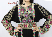 Black Floral Palestinian Embroidered Thobe