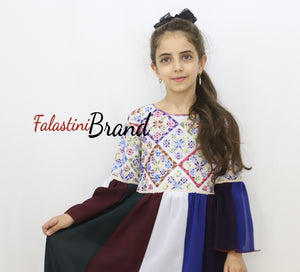 Stunning Kids Rainbow Cloche Dress Palestinian Embroidery